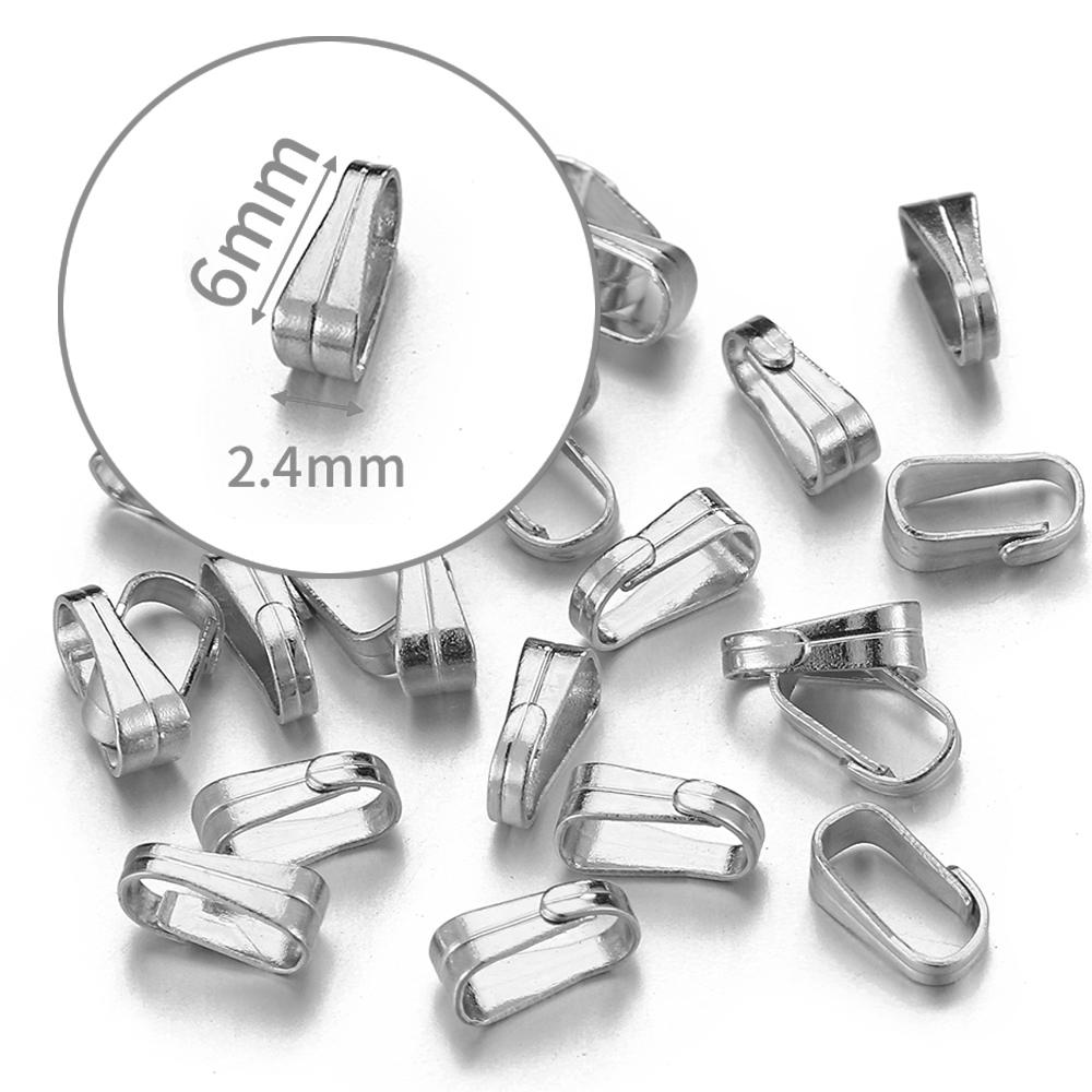 50pcs Stainless Steel Buckle Clasp Connectors for Pendants Charm Clip Pinch Bail Clasp Necklace DIY Jewelry Making Accessories
