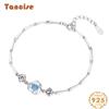 Tancise 925 Sterling Silver Zircon Bracelet Jewelry Geometric Bead Chain Link Bracelets Fashion Fine Wedding Gift for Girlfriend Women