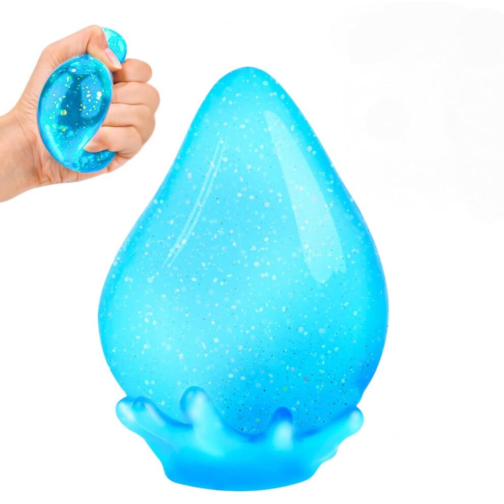 Glitter Gumdrop Squeeze Ball, Sensory Stress Relief Toy with Removable Base, Water Drop Shaped Squishy for Anxiety, Reusable Fidget Toy for Kids and