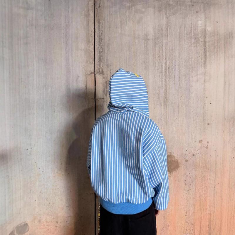 Unisex Hooded Sweatshirt Blue White Print Casual Daily Commute Loose Fit