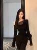 Pure & Sexy Lace Patchwork Slimming Long Sleeve Women's Top
