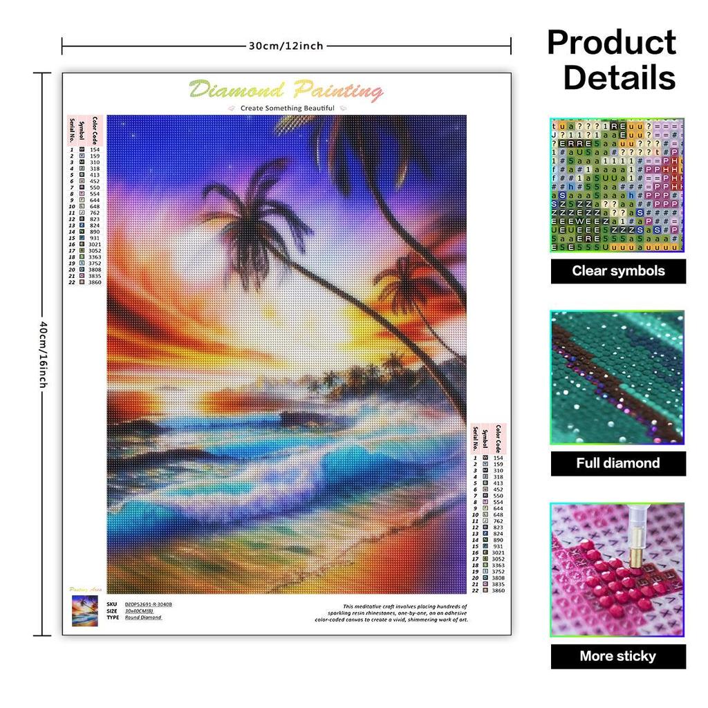 Алмазная картина Приморский Полный Круглый Вышивка Пейзаж Мозаика Декор Для Дома 30x40cm/12x16inch