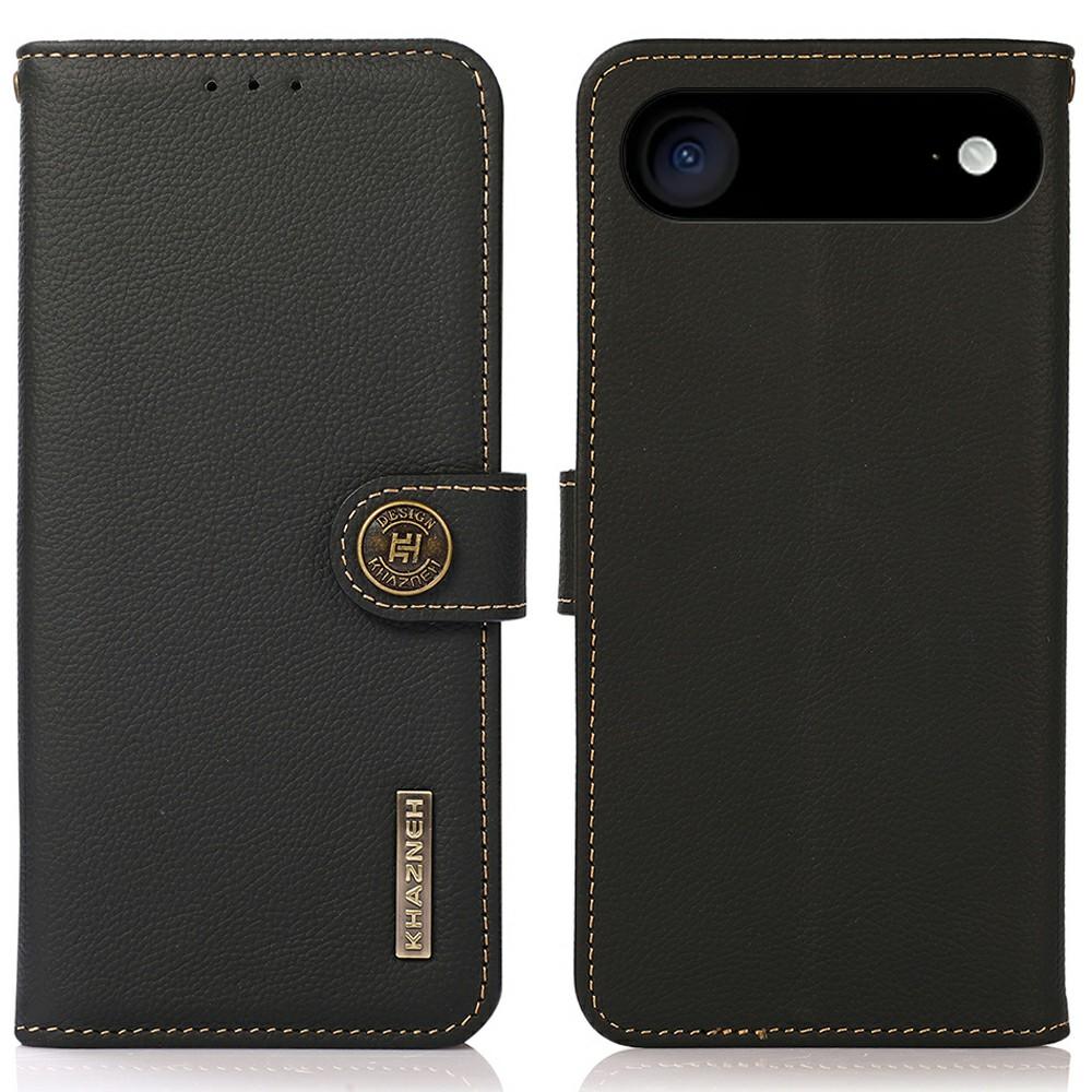 KHAZNEH for iPhone 17 Air Case Genuine Cow Leather RFID Blocking Wallet Phone Cover