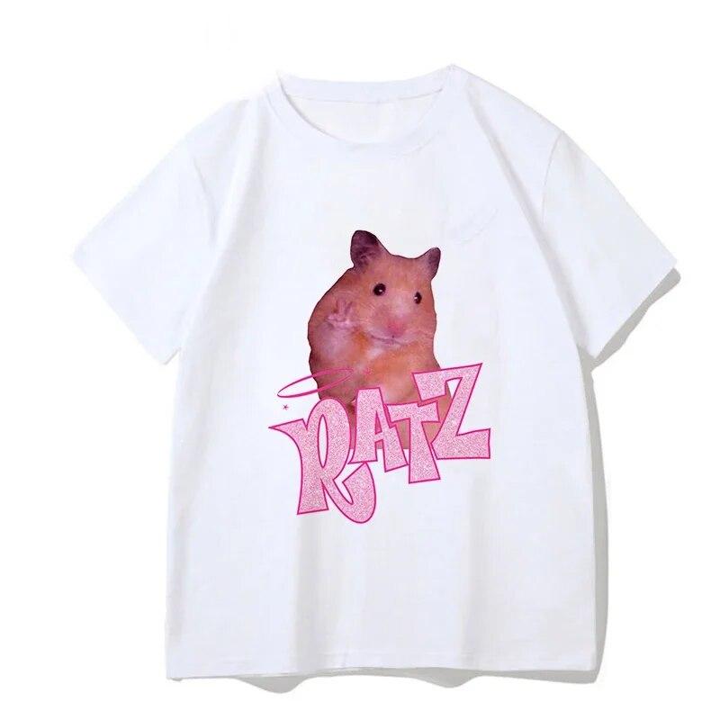Женская футболка Kawaii Ratz Mouse Tree с принтом Harajuku, летние футболки унисекс, повседневная футболка с круглым вырезом и короткими рукавами, женская футболка, Прямая поставка