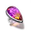 Bi-Color Tourmaline Gemstone 925 Sterling Silver Gift Jewelry Ring Size 7