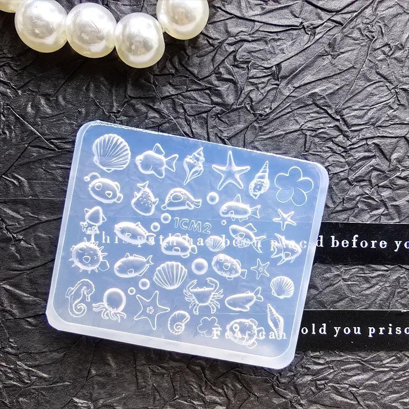 Beach Themed 3D Silicone Nail Mold Seashell Starfish Conch Design Template for Home Salon Gel Manicure Nail Art