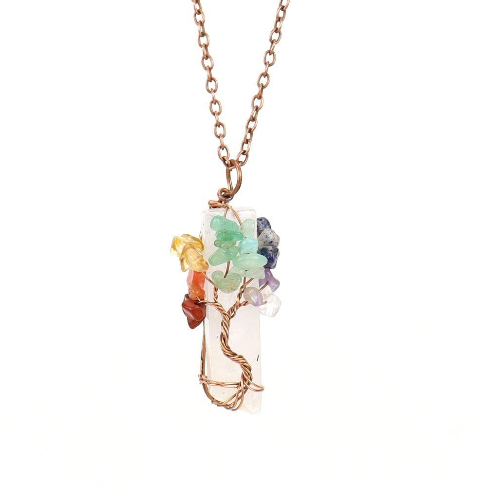 Tree Of Life Design Crystal Tree Of Life Irregular Crystal Crushed Stone Pendant  Gift For Women