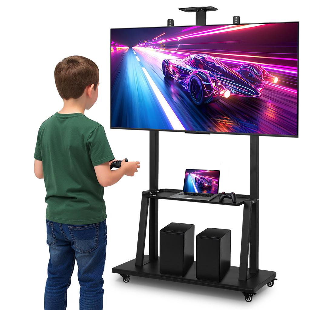 Smart Board Stand Height Adjustable Universal TV Floor-Standing Stand with Wheel TV Mobile Stand for Home Meeting Outdoor