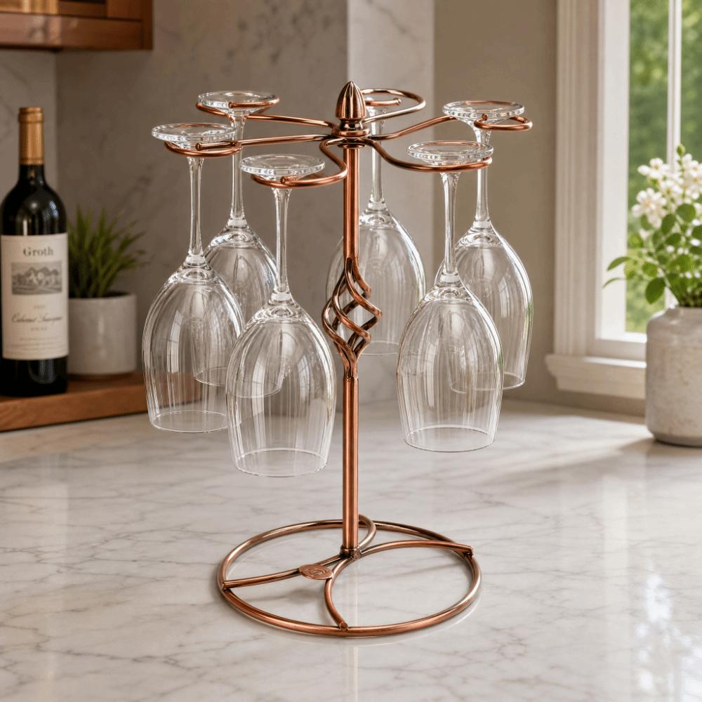 6 Hooks Wine Glass Holder Metal Cup Rack Retro Stemware Rack Restaurant