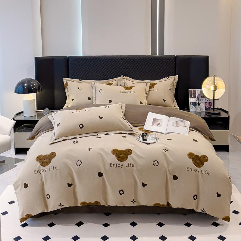 Утолщенный хлопок с начесом, четырехсекционный пододеяльник с цветочным принтом, хлопковое постельное белье с пасторальным принтом, пододеяльник