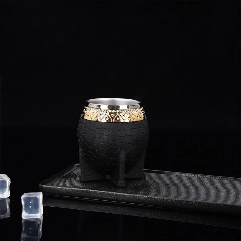 Набор для чая из матовой нержавеющей стали с двойными стенками, контейнер для кофе, кофейные чашки с плоским дном, текстурная чашка-яичная скорлупа, идеально подходит для чая