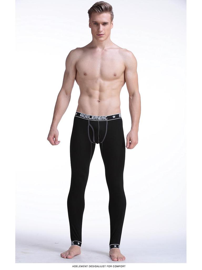 Мужские облегающие термолеггинсы из хлопка и шерсти