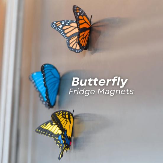 3 шт. Магниты-бабочки для холодильников Реалистичные Двусторонние Крылья Гибкие Магниты для Домашнего Декора в виде Бабочек