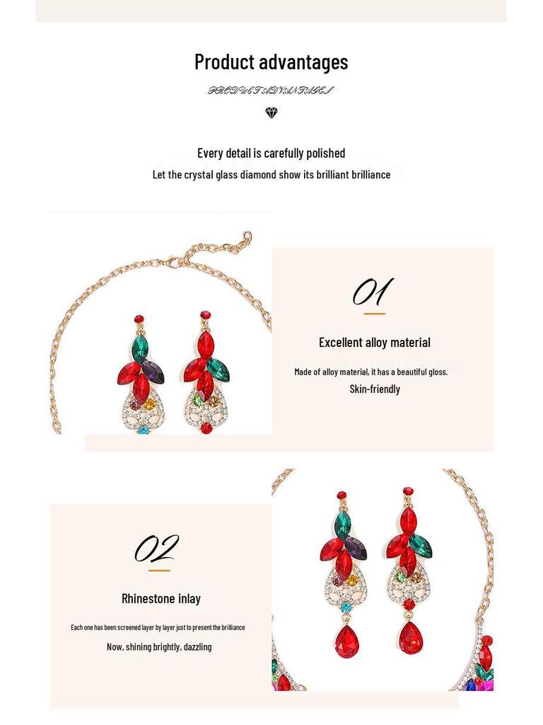 Преувеличенный ретро набор ожерелий с кристаллами и драгоценными камнями - Европейские и американские украшения для женщин