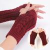 Winter Warm Knitted Fingerless Gloves Couple Half-Finger Twisted Cable Pattern Unisex Hand Warmer Mitts