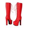 Platform Tall Boots Women's Knee High Boots Sung Fit Super High Heels Shoes Lace Up Sexy Dance Party Footwear
