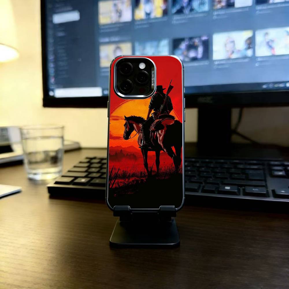 Чехол для телефона Red Dead Redemption 2 (RDR 2) для iPhone 17, 16, 15, 14, 13, 12, 11 Plus, Pro Max, XS, Цветной Серебристо-Черный Чехол