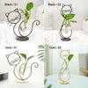 Simple Cat Iron Art Hydroponic Plant Vase Clear Glass Vase Plant Flower Pot Flower Arrangement