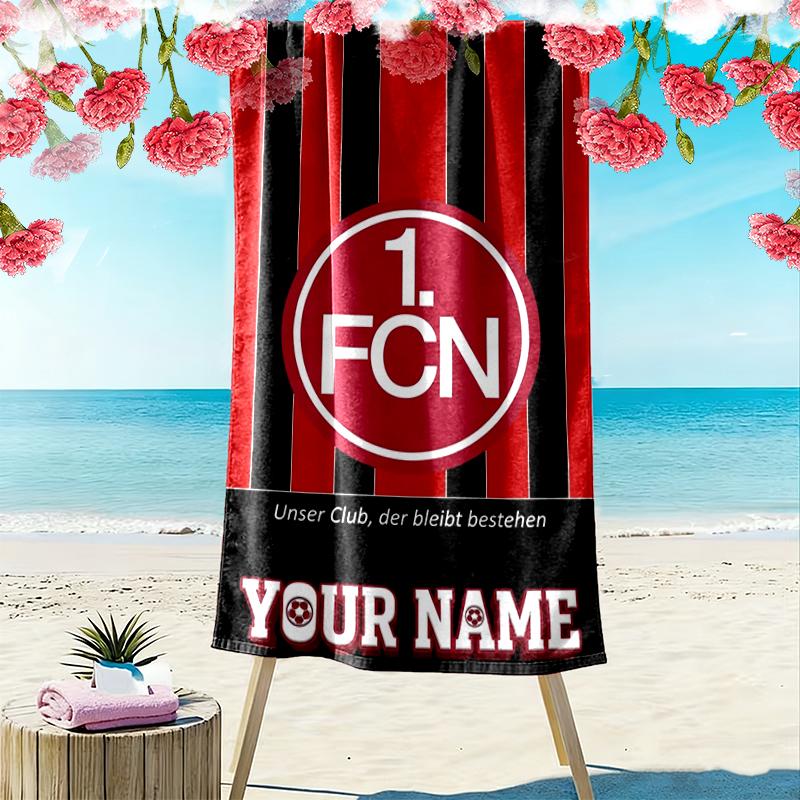 Custom Name Fc Nrnberg Print Beach Towel, Large Soft Quick Dry Towel for Beach Camping Swimming