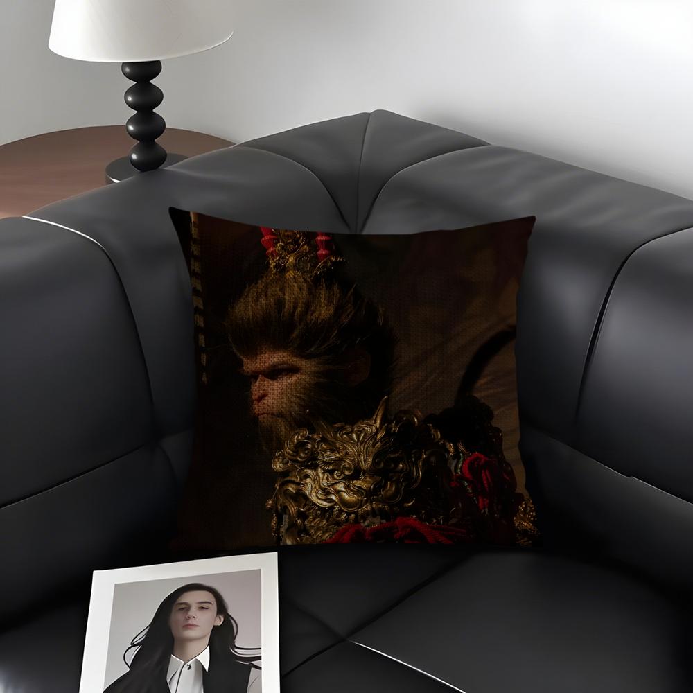 BBlack MythH Game Cushion Cover Natural Linen Organic Fabric DoubleSided Printing Sofa Home Decor Gift Pillow Case