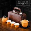 Retro, elegant and simple, portable camping travel tea set, small set, outdoor business trip, business tea set, gift.