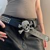 Y2K Skull Wide Waistband Adjustable Skeleton Belt Vintage Black Rivet Belt  Couple
