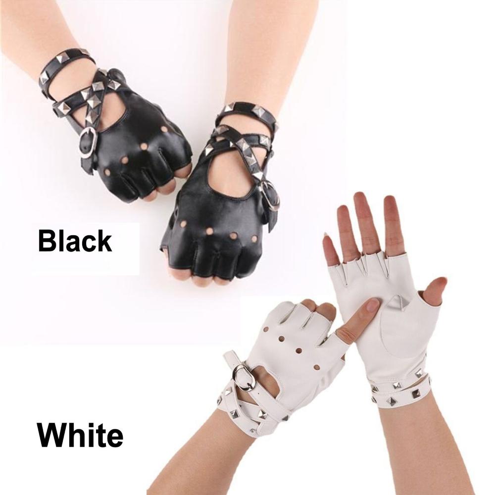 New Rivet Ride Leather Mittens Fingerless Punk Glove Gloves