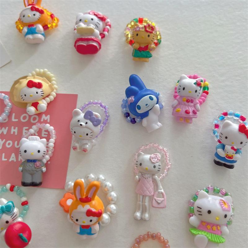 Sanrio Hello Kitty Кольца с бусинами Кольца с бусинами Аниме Аксессуары Подарки на день рождения для женщин Девочек