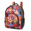 Authentic Leather Ladies Backpack Colorful Leather Floral Patchwork Color Collision College Fashion