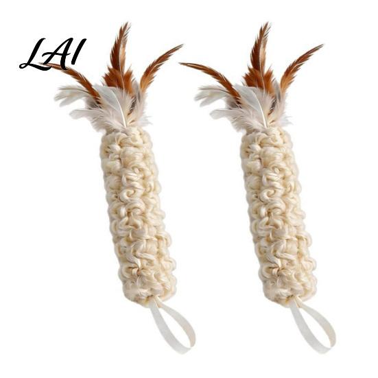 Cat Hunting Instinct Training Tools Wool Tempura Toy Interactive Toy with Feathers Kitten Natural Scented Play Kicker Enrichment for Indoor