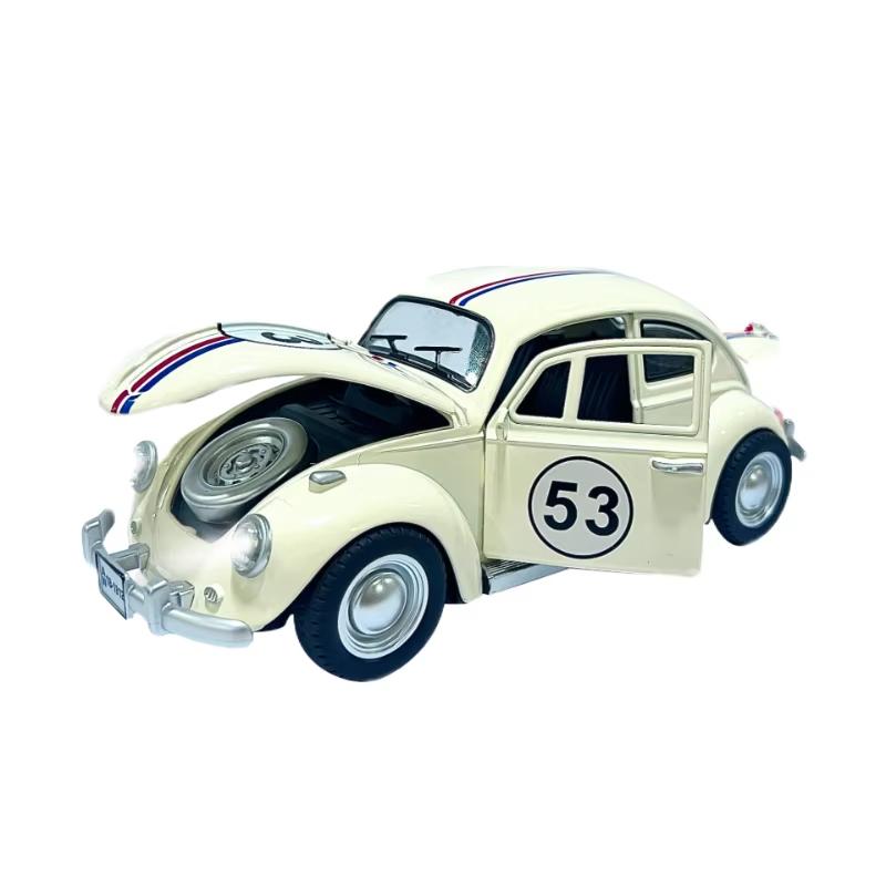 Simualtion 1/18 Scale Classic Beetle 1955 Car Model Collection Sound and Light Children Boy Toy Vehicle Gift Home Decor
