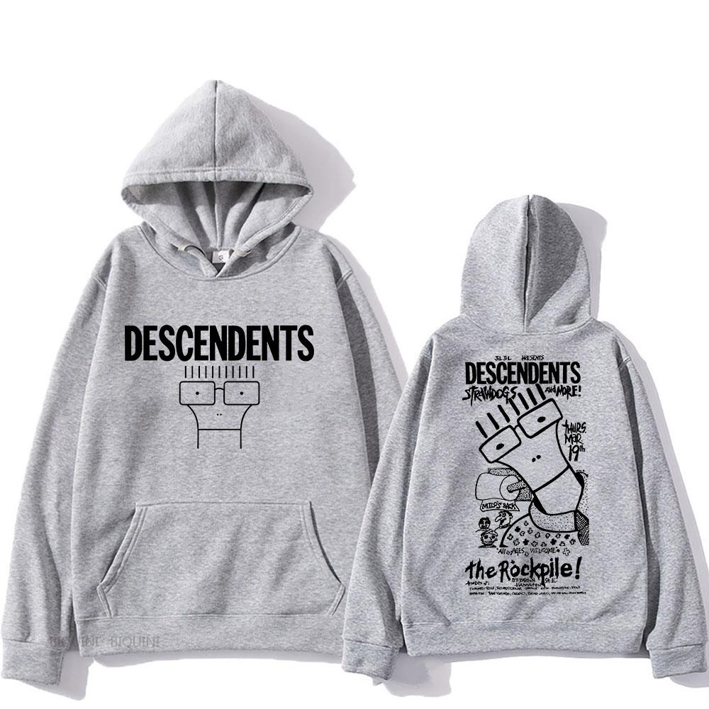 Descendents Худи с мультяшным принтом Харадзюку Повседневный Винтажный Свитшот Графическая печать Флисовая одежда Moletom Готика