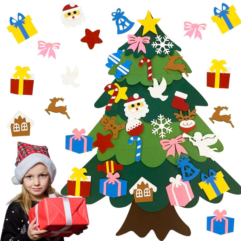 Набор рождественских елок с украшениями для детей, рождественские подарки, новогодние украшения на стену для двери