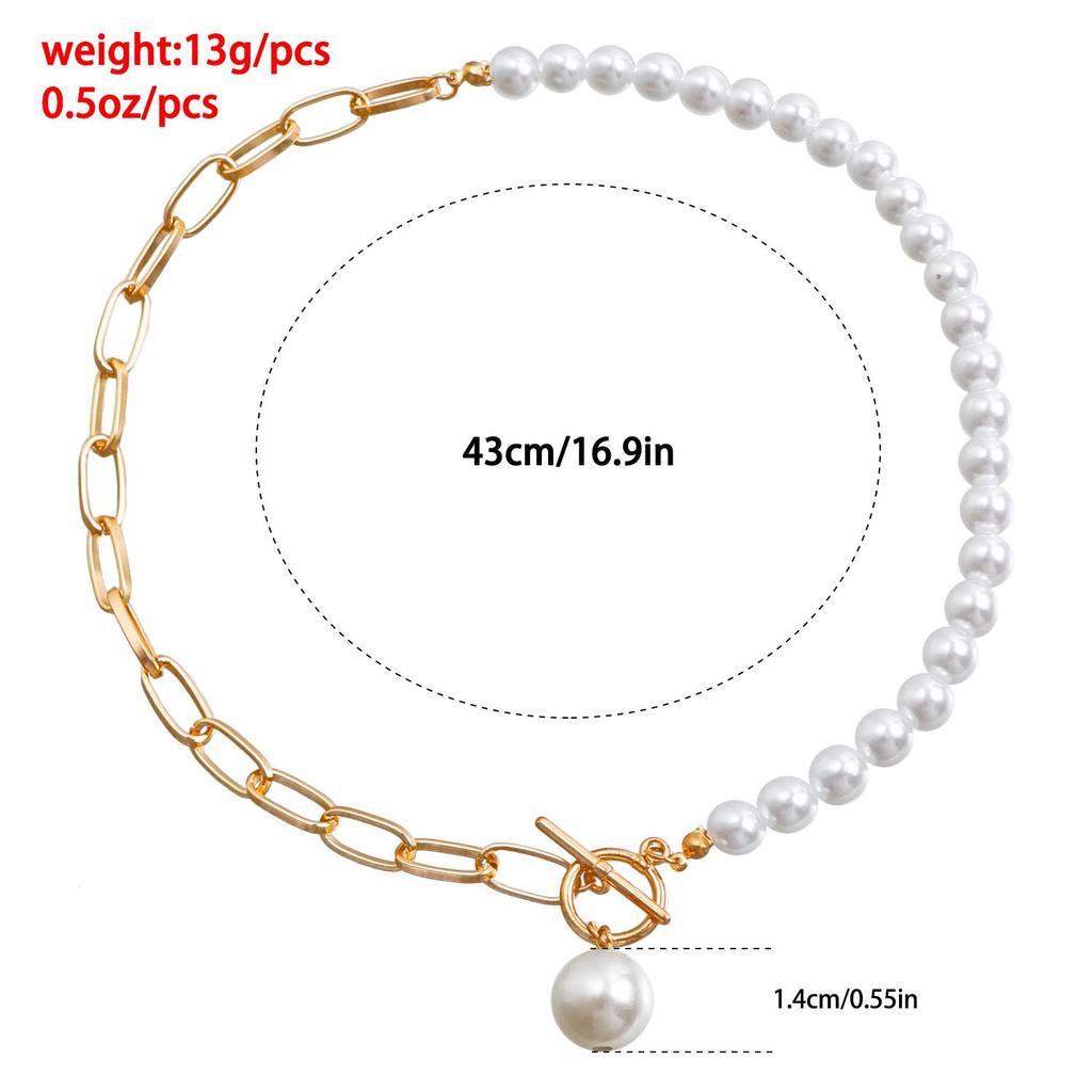 Геометрическое ожерелье с имитацией жемчуга на ключицу с пряжкой OT