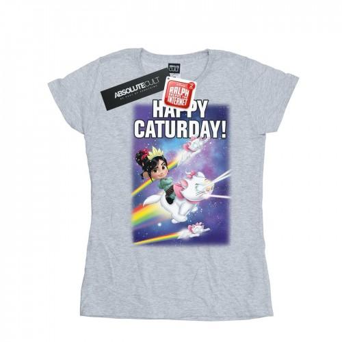 Disney Womens/Ladies Wreck It Ralph Happy Caturday Cotton T-Shirt