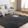 fuwawa Washable 3 Tatami Mat Size Comfortable for All Flannel Odor Compatible with Heated Solid Black Rug, Carpet, Non-Slip, Rug, (200x250cm),