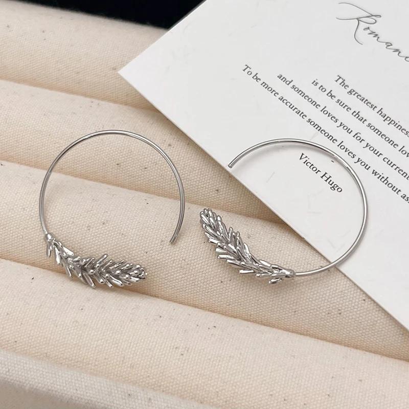 PONYKISS Модные серьги-гвоздики из стерлингового серебра в виде колоса пшеницы для женщин Минималистичные Растение Тонкие Легкие Роскошные Аксессуары