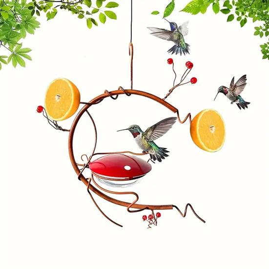 Кормушка для колибри для улицы, подвесная железная кормушка для диких птиц с защищенными от пчел отверстиями для кормления, для крыльца, заднего двора, садового декора