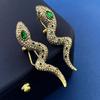 Vintage Green-Eyed Snake Earrings Exaggerated Hip-Hop Personality Ins Wind Snake Ear Clips