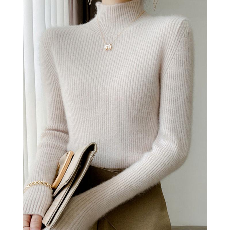 Женский зимний облегающий свитер с высоким воротником, бесшовный, 2024