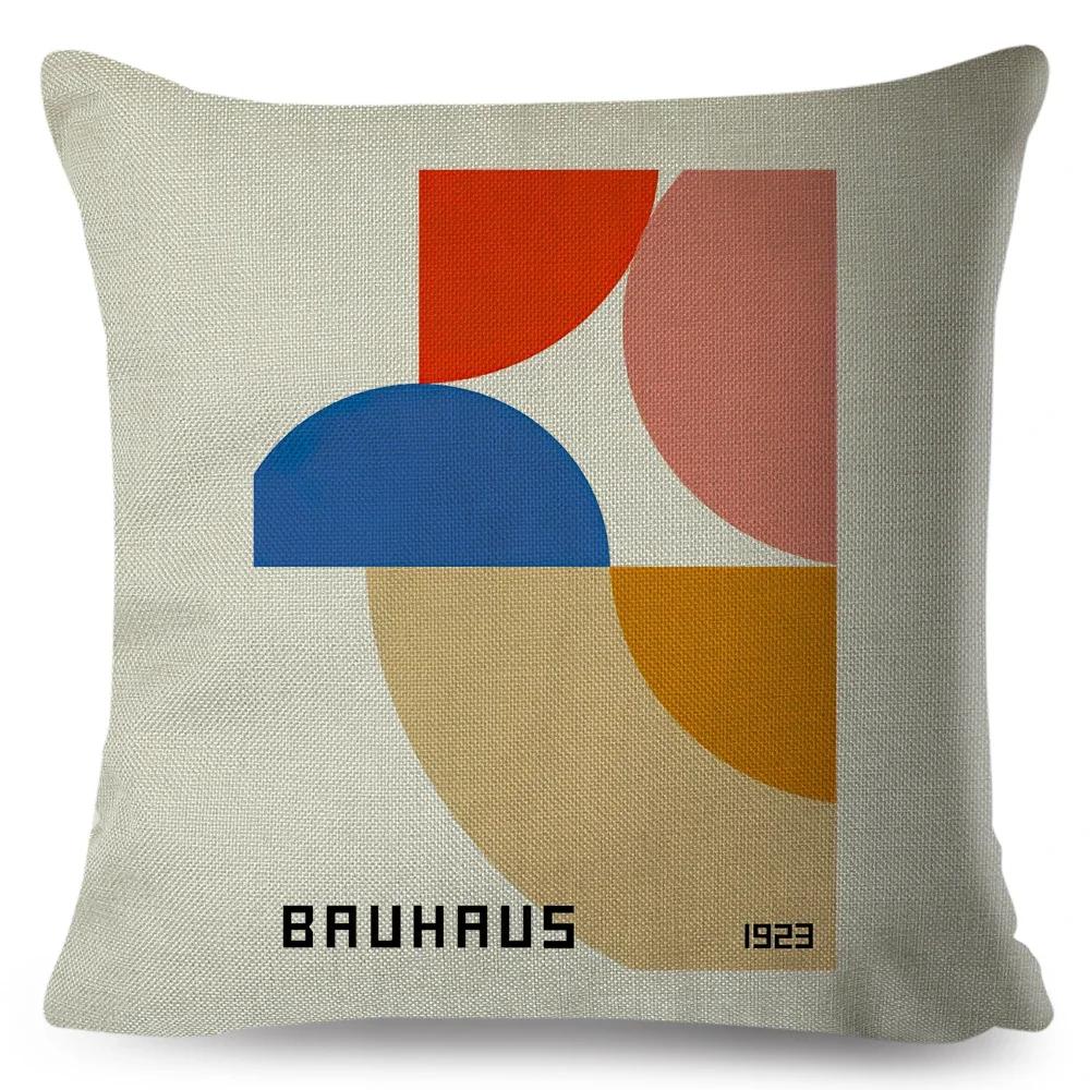 Nordic Polyester Throw Pillow Case for Sofa Minimalist Color Block Double Print Cushion Cover Decor Bauhaus Modern Pillowcase