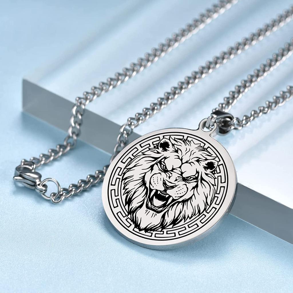 Bear Wolf Tiger Lion Elk Animal Mens Punk Pendant Necklace Stainless Steel Sweater Chains Women Choker Jewelry Gifts