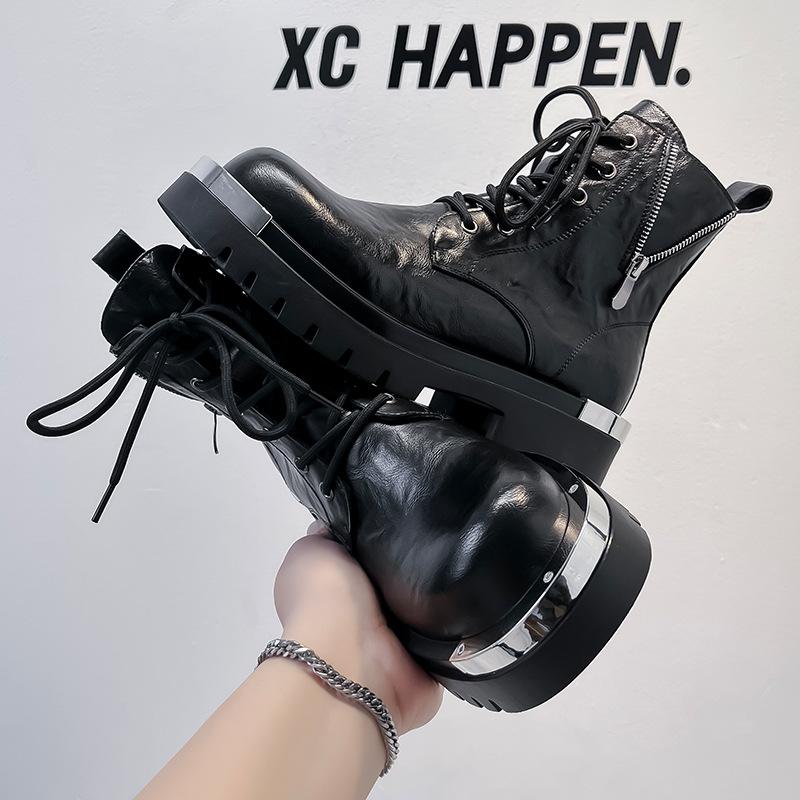 2024 осень-зима мужские ботинки Martin на платформе с высоким берцем и боковой молнией, модная обувь 70065-A