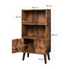 Retro Bookcase, 2-Tier Half-Fold with Doors, Storage Cabinet for Books, Photos, Decorations, In Living Room, Office, Library