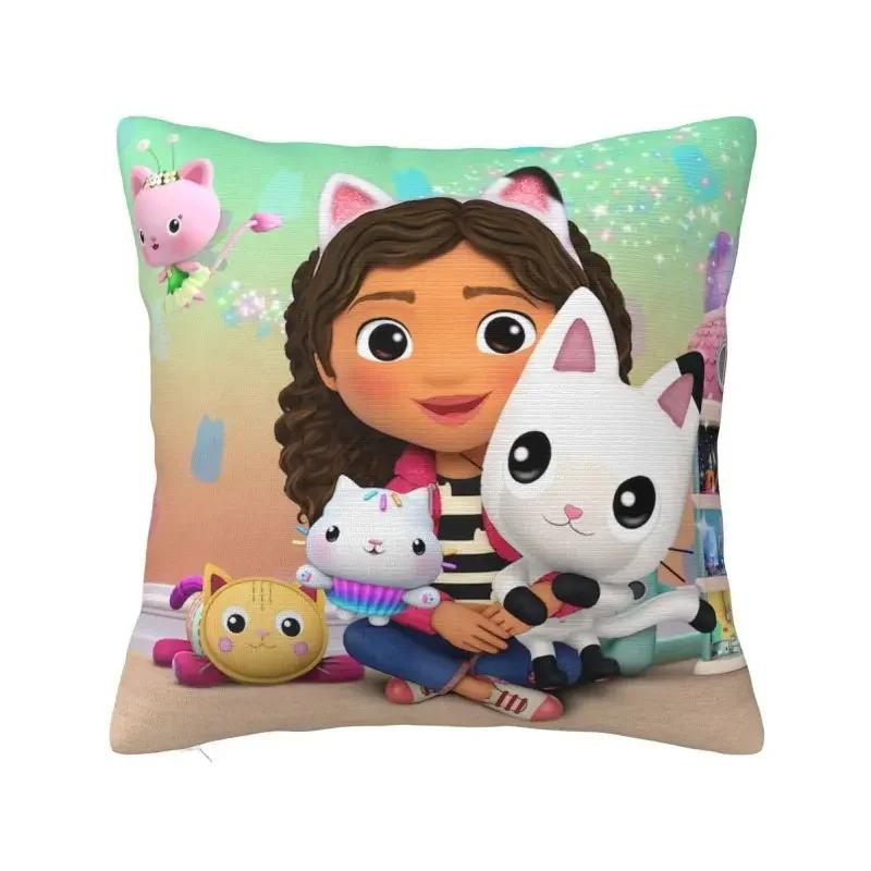 Gabbys Dollhouse Pillow Decoration Nordic Gabby Cat Pandy Paws Chair Cushion Square Pillowcase Cushion Cover 40x40cm 16x16Inch
