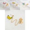 Elegant Alloy Butterfly Stud Earrings With Colorful Designs Geometric