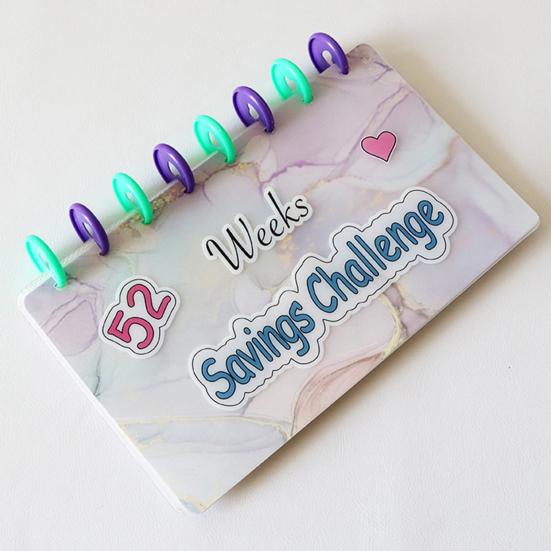 52 Week Saving Challenge Binder with Clear Cash Envelope Reusable 8 Holes Binder Budget Book Planner Money Organizer Album