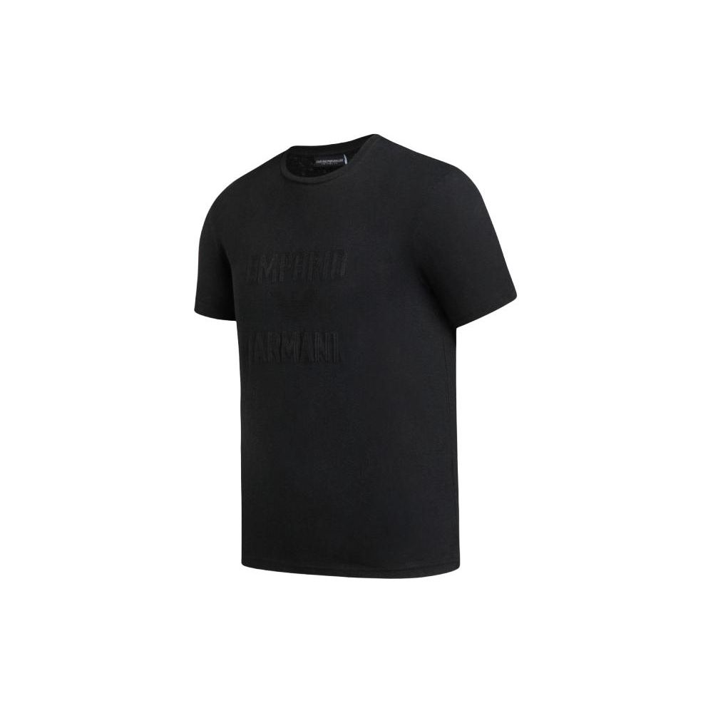 Emporio Armani Мужская футболка с принтом логотипа SS24, круглый вырез, черная 211818-3R485-00020
