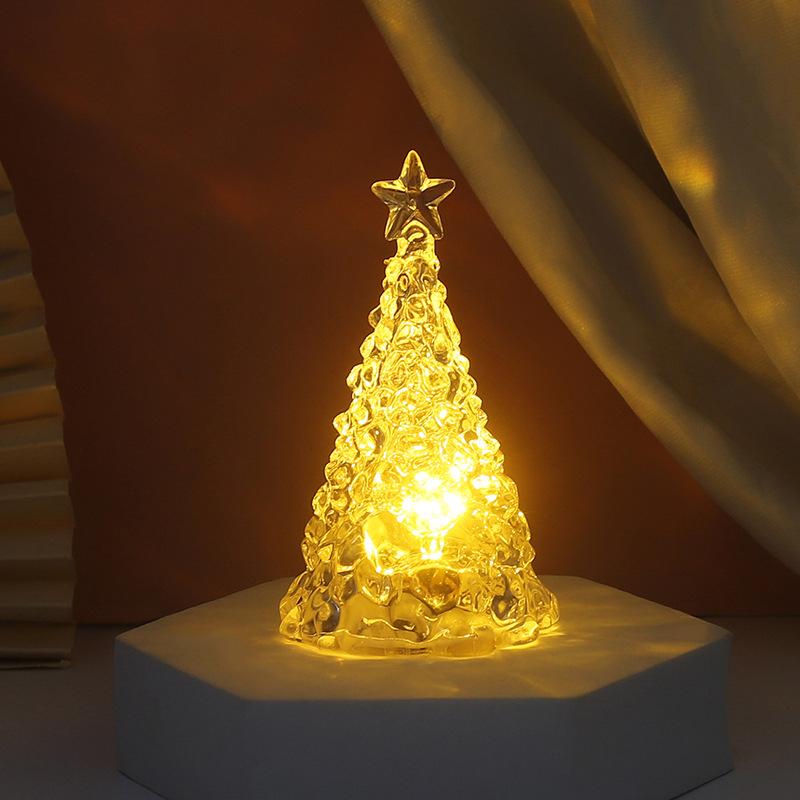 Crystal Christmas Tree Night Light Christmas Desktop Ornament Xmas Tree Lamp Christmas Gift Glow In The Dark Home Decor
