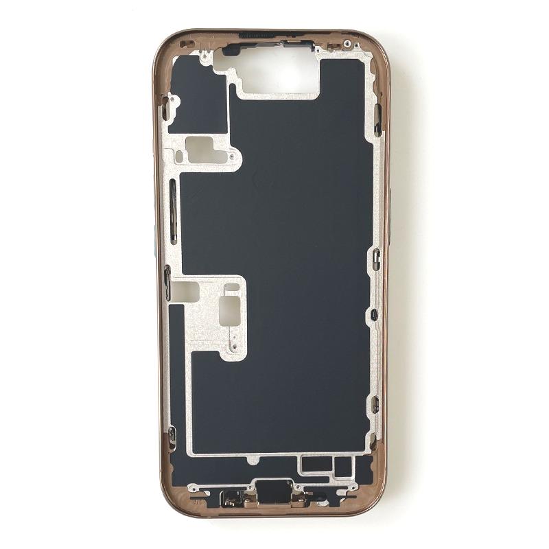 For iPhone 16 Pro Full Housing Middle Frame Bezel With Volume Power Flex Cable Side Button Chassis Repair Parts